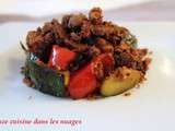 Crumble de courgette, poivron et farz breton