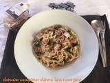 Fettucine à l'andouille, oignon et wakamé