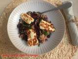 Halloumi, chou rouge et quinoa