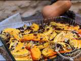 Courge butternut rôtie, crumble de châtaignes