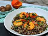 Risotto de quinoa au citron confit et crevettes caramélisées