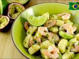 Salade de crevettes et avocat aux fruits de la passion et banane