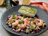 Salade de crevettes et crème d’avocat