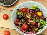 Salade de lentilles aux cerises aux parfums asiatiques