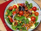 Salade de pois chiches croustillants et sa vinaigrette au citron, ail et cumin