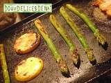 Asperges grillées sur pierrade :