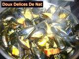 Moules de bouchot au curry et lard fumé :