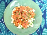 Boulettes de poulet, sauce aux pois chiches