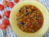 Curry d'aubergines, poivrons et pois chiches