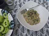 Risotto de courgettes aux champignons et fromage de chèvre