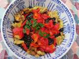 Salade de lentilles Beluga à l'aubergine et au poivron