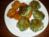 Boulettes d'epinards ricotta, ail, cacahuetes et panko