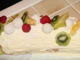 Buche fruits exotiques, noix de coco et sa creme mascarpone aux fruits de la passion