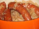 Chou blanc braise aux lardons et ses saucisses fumees