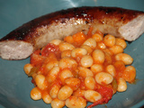 Cocos de paimpol frais a la tomate, saucisse au couteau