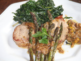 Grenadins de veau sauce muscat pistaches, escorte de legumes verts