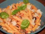 Penne aux tomates, au lard et au chevre