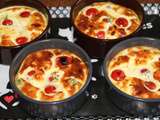 Petits clafoutis aux petits pois, boursin et jambon