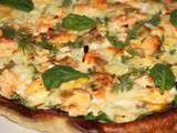 Quiche au saumon, epinards, mozzarella et aneth