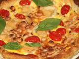 Quiche croquante chevre, saumon, tomates cerise, noix de macadamia