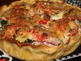 Quiche jambon, pommes de terre moutardees, fromages et herbes