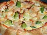 Quiche truite fumee, pomme verte, brocoli et chevre