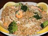 Riz saute aux crevettes et brocolis