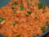 Riz saute aux tomates et saucisses coktail