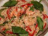 Salade de riz, crevettes et poivrons