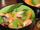 Salade folle au saumon et aux crevettes