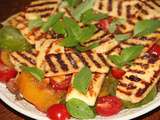 Salade tomates multicolores et halloumi