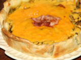 Tarte aux poireaux, bacon et cheddar