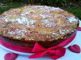 Gateau aux poires - pralines roses - chocolat blanc