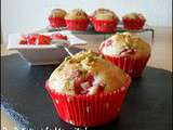 Muffin aux fraises  guariguettes  et aux éclats de pistaches