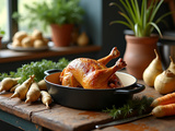 Cuisse de pintade en cocotte aux légumes ancestraux