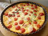 Clafoutis aux tomates cerises,fromage fumé et thym