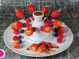 Brochettes de fruits au caramel au beurre salé