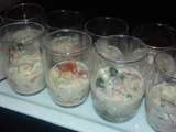 Verrine crevettes , lait de coco et gingembre