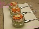 Verrine avocat, mousse de jambon et pesto rosso