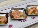 Verrines de saumon, perles de yuzu