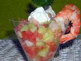 Tartare de crevettes,tomates et concombre