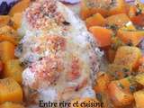 Blancs de poulet farcis comté/poitrine fumée et dés de butternut