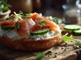 Bagel toasté au saumon fumé