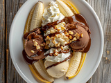 Banana split à la glace au chocolat