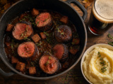 Filet mignon confit à la bière et au pain d’épices