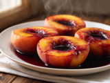 Pêches à la liqueur de cassis au cuit vapeur