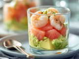 Verrines avocat, crevettes et pamplemousse