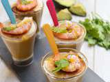 Gaspacho d'avocat, crevettes & agrumes