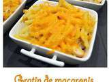 Gratin de macaronis au poulet et à la mimolette