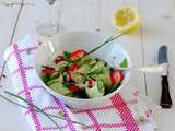 Salade de concombre et fraises aux amandes